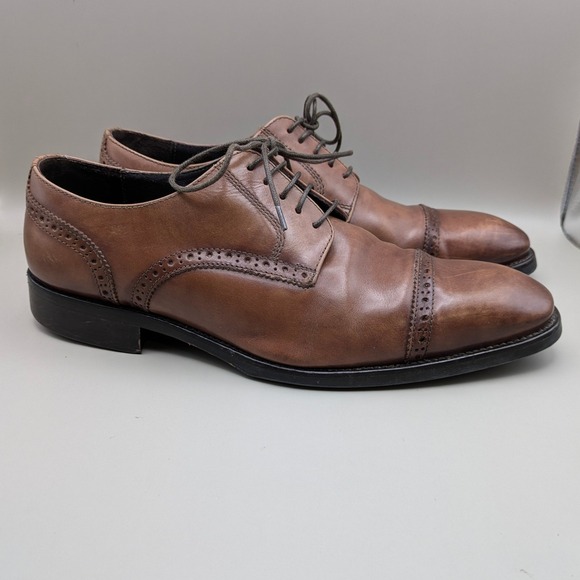 To Boot New York Bolzano Brown Leather Cap Toe Brogue Oxford Shoes Mens 10 M main image 2